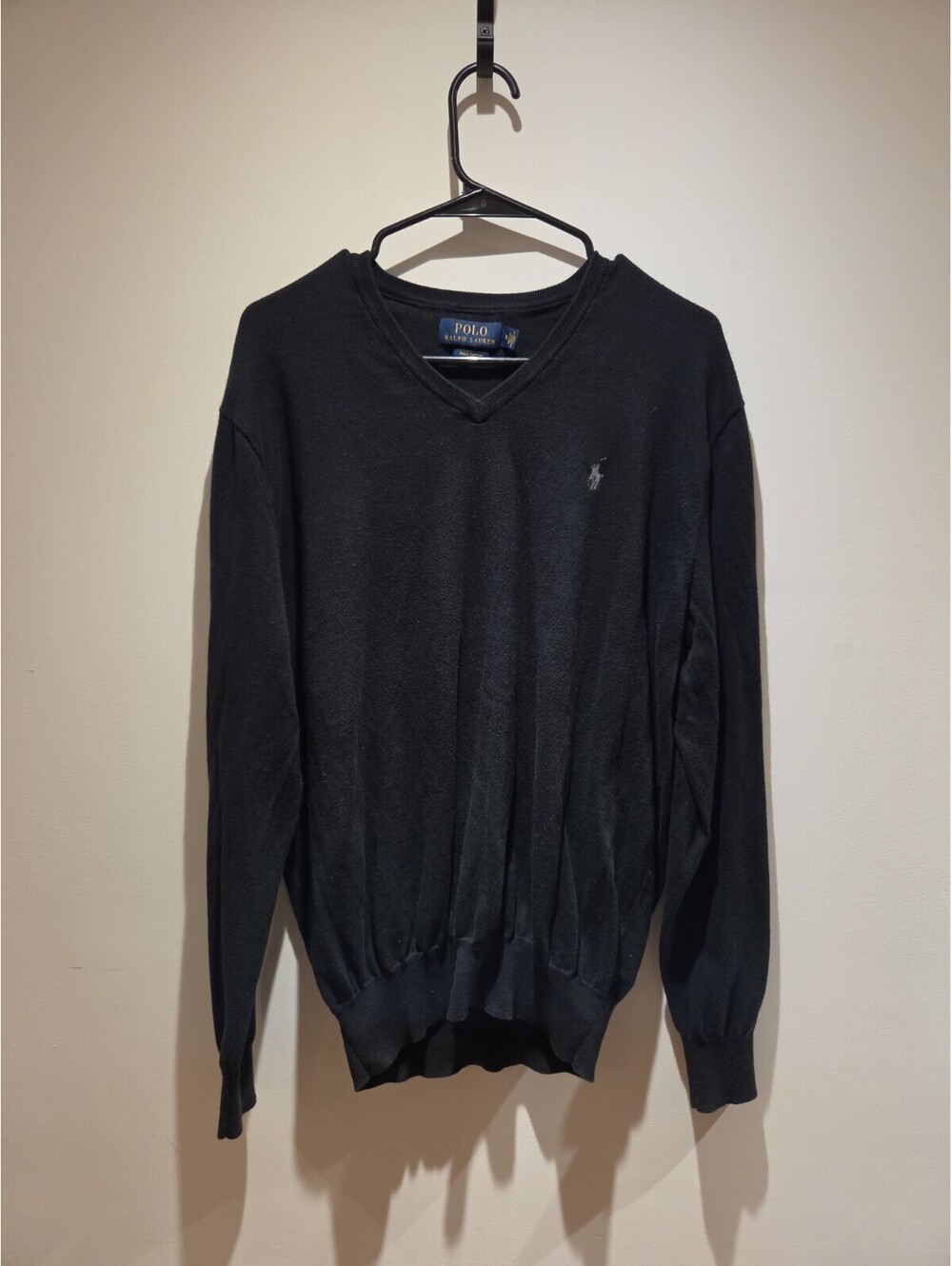Polo Ralph Lauren Men's M Black Pima Cotton Crewneck Sweater Pony Logo